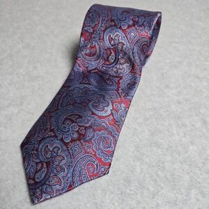 Pronto Uomo Men's Tie Blue Red Paisley 100% Silk Designer Necktie 59" x 3"